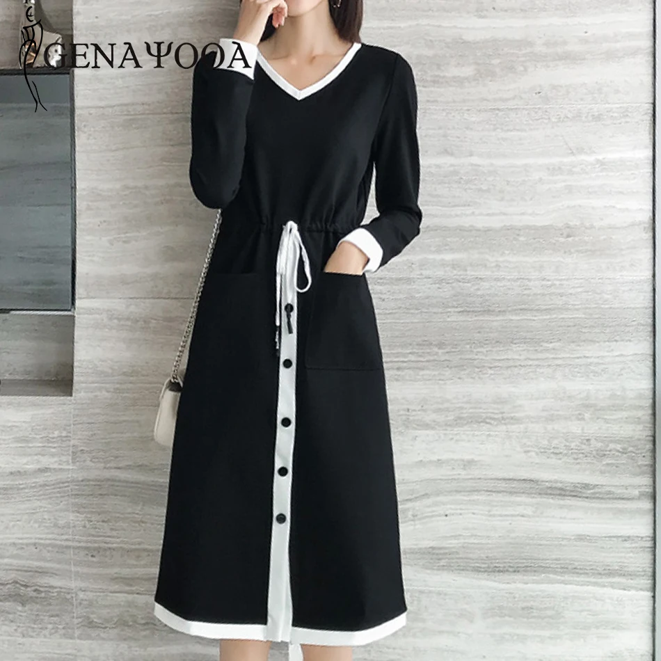 Genayoa лоскутное платье свитер женские вязаные платья с разрезом осенне зимние