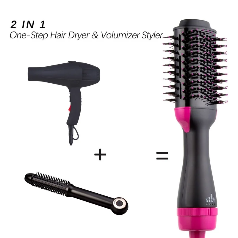 

Multifunction Hair Dryer Blower Brush Household Hot Air Brush Hair Curler Iron Airwrap Salon Tools Pink Hot Comb Straightener