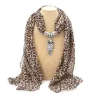 Модный бренд новый женский длинный шифоновый Леопардовый женский шарф ожерелье кулон Ювелирный шарф
