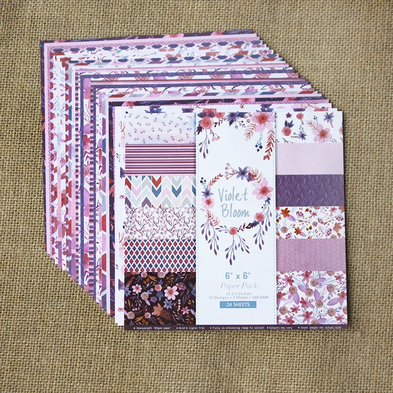 Бумажный пакет с цветущим фиолетовым цветочным узором для скрапбукинга сделай