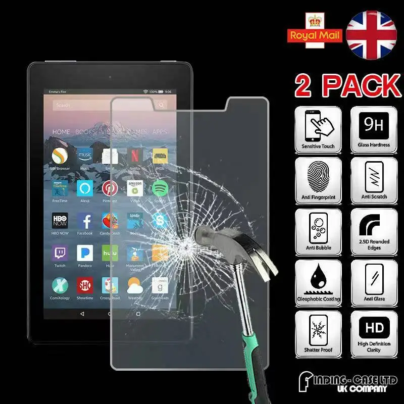 

2 Pack of Tempered Glass Screen Protector For Amazon Fire 7 Tablet with Alexa