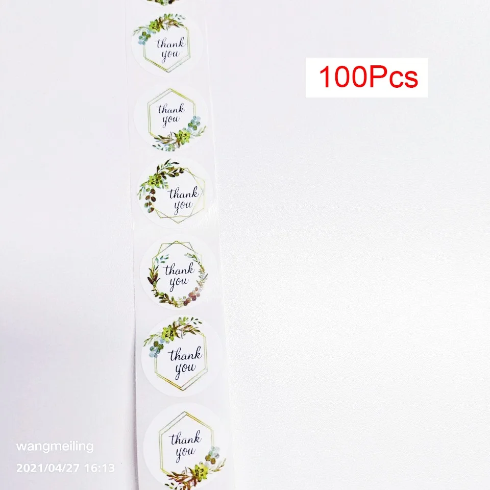 

100Pcs Round Thank You Stickers Diary Scrapbooking Stickers Festival Birthday Party Gift Decoration Business Gift Sealing Labels