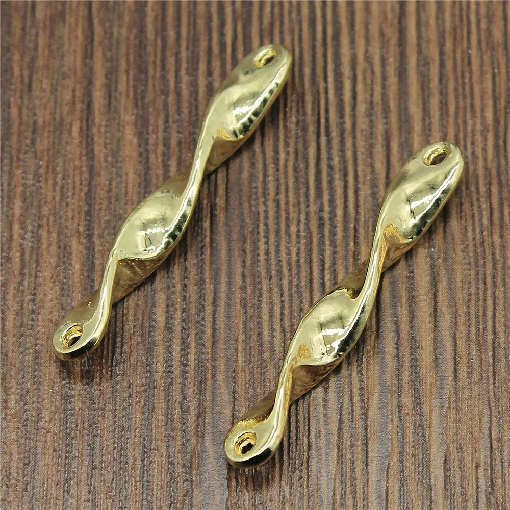 

WYSIWYG 3pcs Charms Connector Kc Gold Twisted Geometric Diy Jewelry Making Accessories 5x37mm
