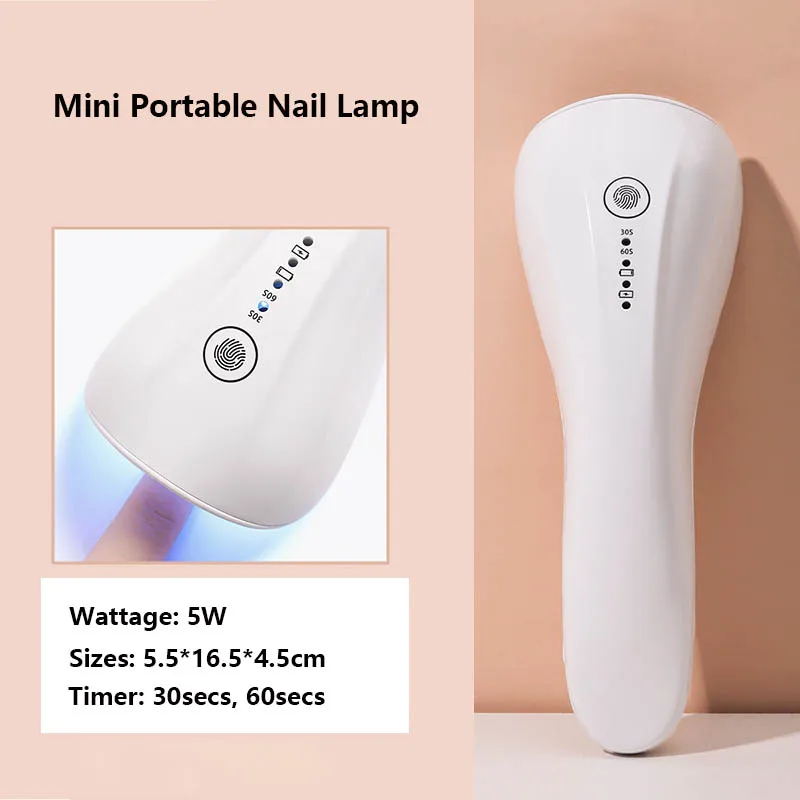 

5W Handheld Nail Lamp Portable Mini Phototherapy Lamp Quick-drying Small Rechargeable Manicure Lamp Nail Art Tool