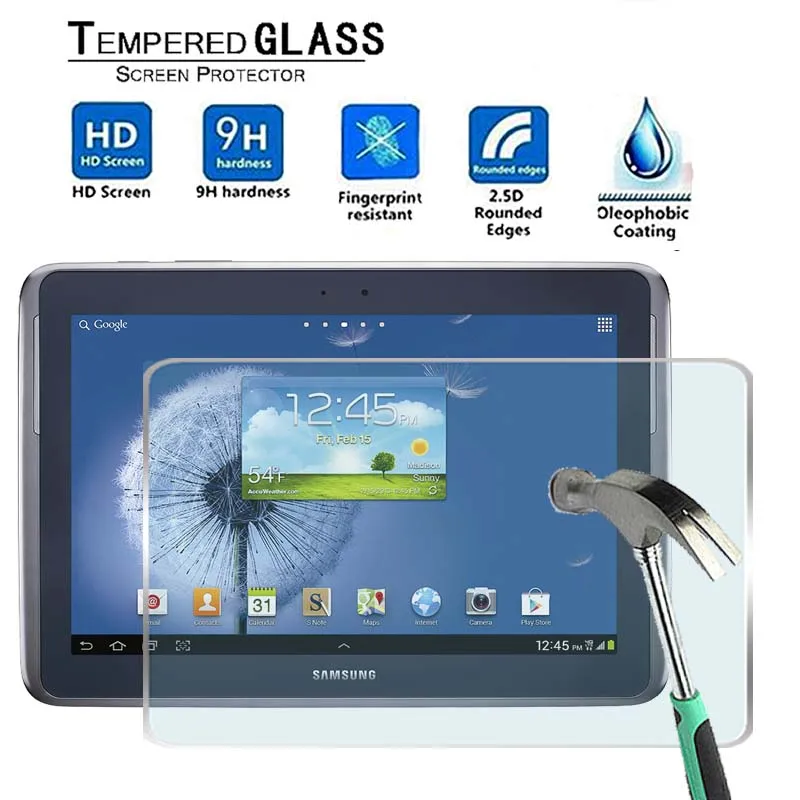 

2 PCS For Samsung Galaxy Note 10.1 N8000 n8010 -Premium Tablet 9H Tempered Glass Screen Protector Film Protector Guard Cover