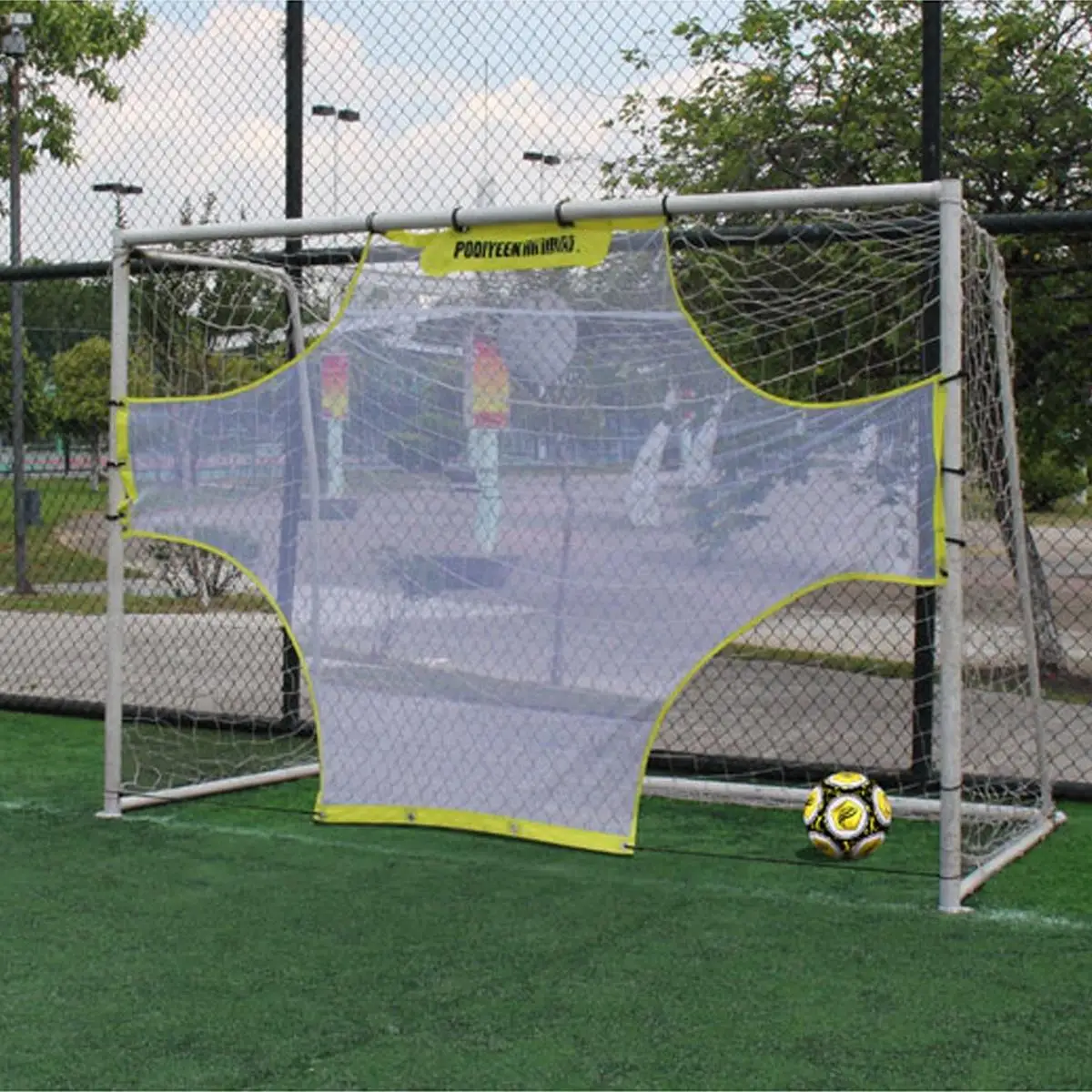 

Goal Outdoor Football Practice Net Ball Sports Goalkeeper Match Field Soccer Ball Net Durable Practical Yellow White Game