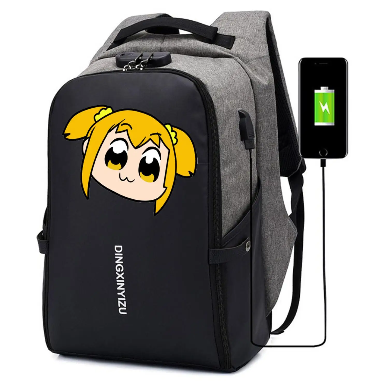 

anime POP TEAM EPIC Backpack student school Bags UNISEX Travel bag teenagers Laptop Anti-theft USB Charging Knapsack