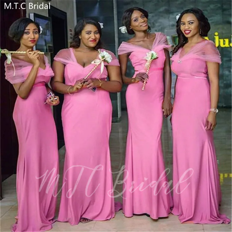 Женское платье подружки невесты длинное черное с пыльной розовой юбкой коротким