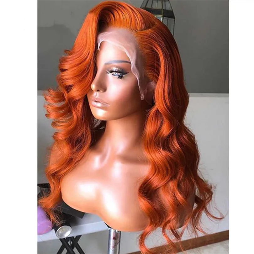 Парик имбирного оранжевого цвета парик из человеческих волос бразильский Реми