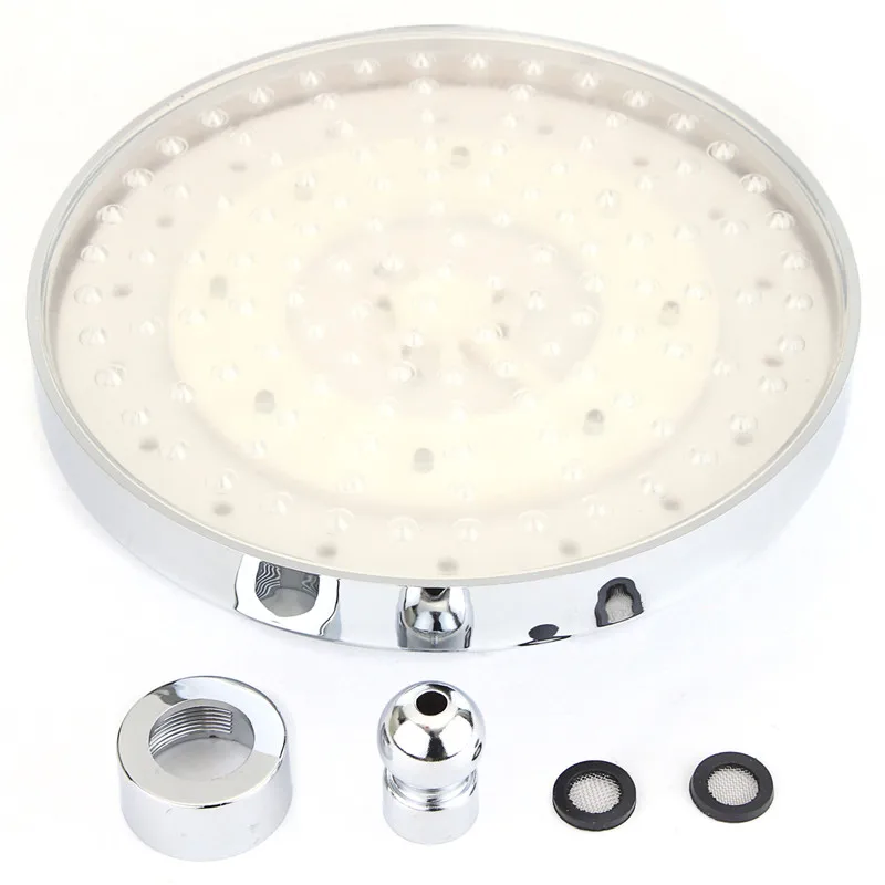 

Xueqin 8 Inch Extra-Large Round LED Shower Head 7 Color-Changing Silver Chrome Face360Degree Adjustable Rainfall Sprinkler