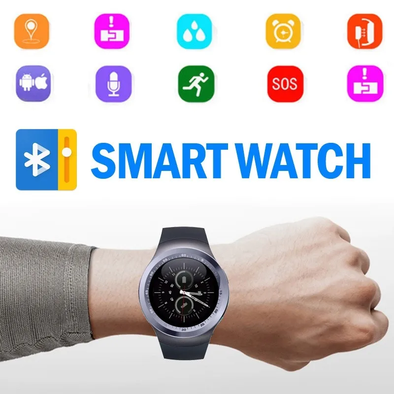 Смарт часы Y1 с Bluetooth мужские светодиодные фитнес цифровые наручные для телефона