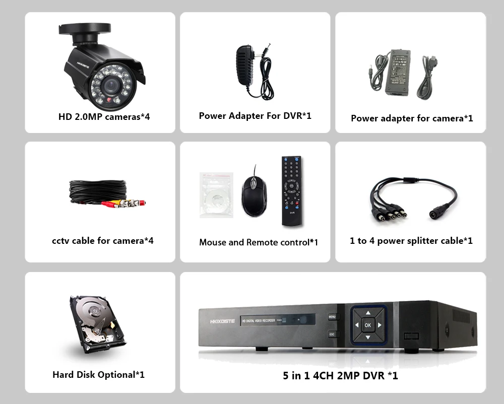 4CH система видеонаблюдения 1080P HDMI выход Видеонаблюдение DVR комплект с 4 шт 1080P домашняя камера видеонаблюдения системы безопасности 2.0MP AHD камера