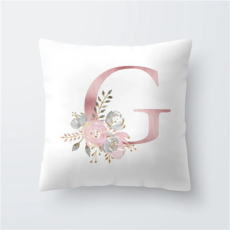Letter Pillow Cover 45x45cm Room English Alphabet For Home Goods Flower Pillowcase Polyester Office Living Rooms Cushion | Дом и сад