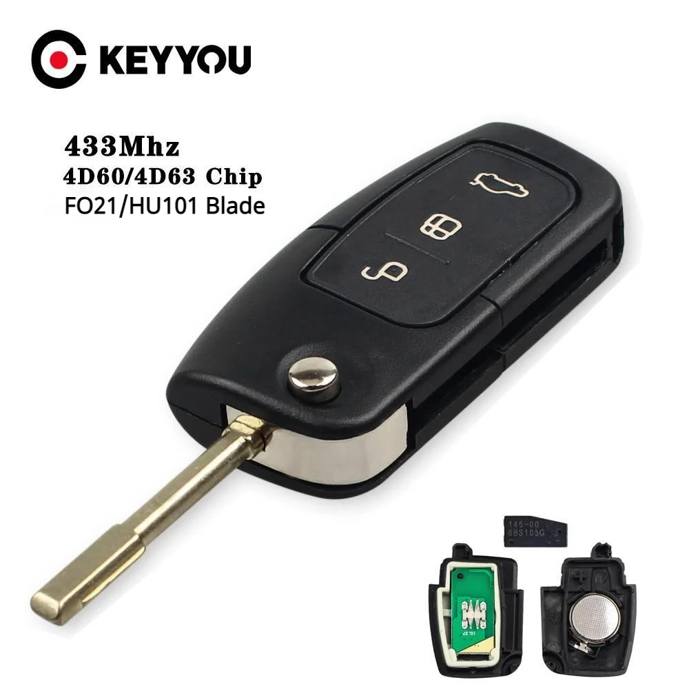 KEYYOU Автомобильный Дистанционный ключ сделай сам для Ford Fusion Focus Mondeo Fiesta Galaxy HU101 FO21