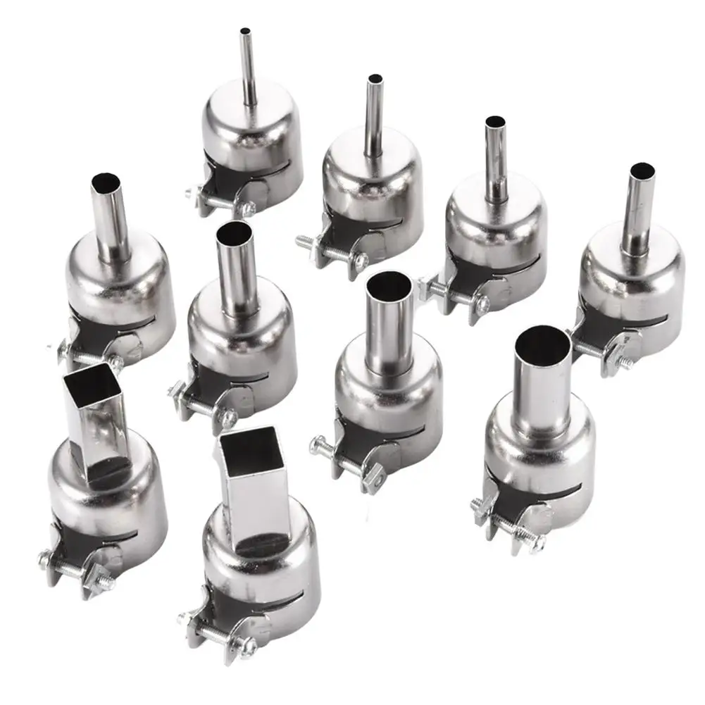 

10pcs Soldering Heat Nozzle Hot Air Accessories 3-12mm Mouth Tips Sets Repair Tools Welding Kits Heat Resisting Stainless Stee