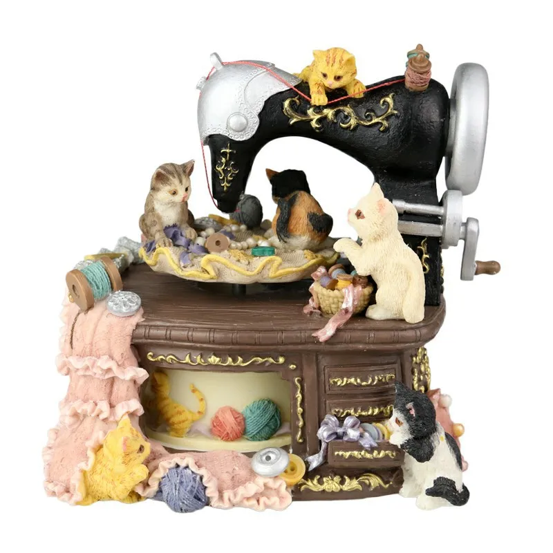 

birthday gift cute 18 tones cat swivel resin music box MJ