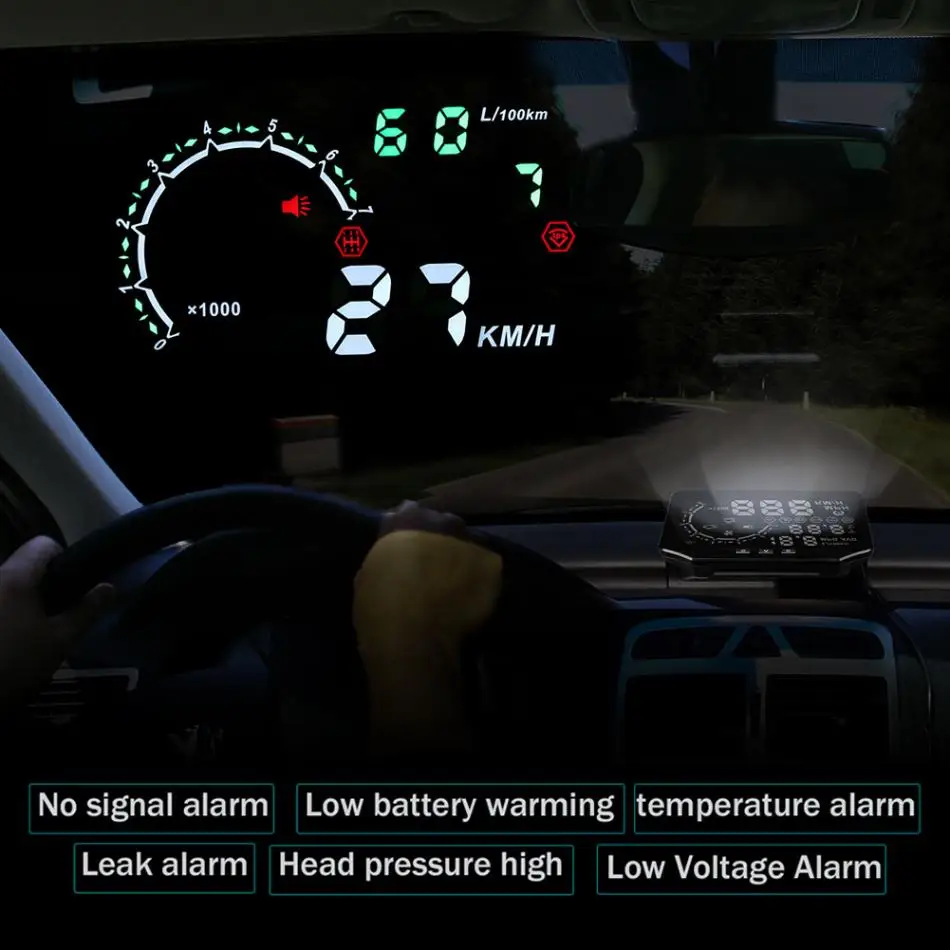 В Шинах Автомобиля Давление монитор Системы HUD Дисплей Скорость Предупреждение OBD2 Интерфейс комплект системы контроля давления в шинах HUD с 4 внешних датчики