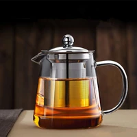 good clear borosilicate glass teapot with 304 stainless steel infuser strainer heat coffee tea pot tool resistant kettle set