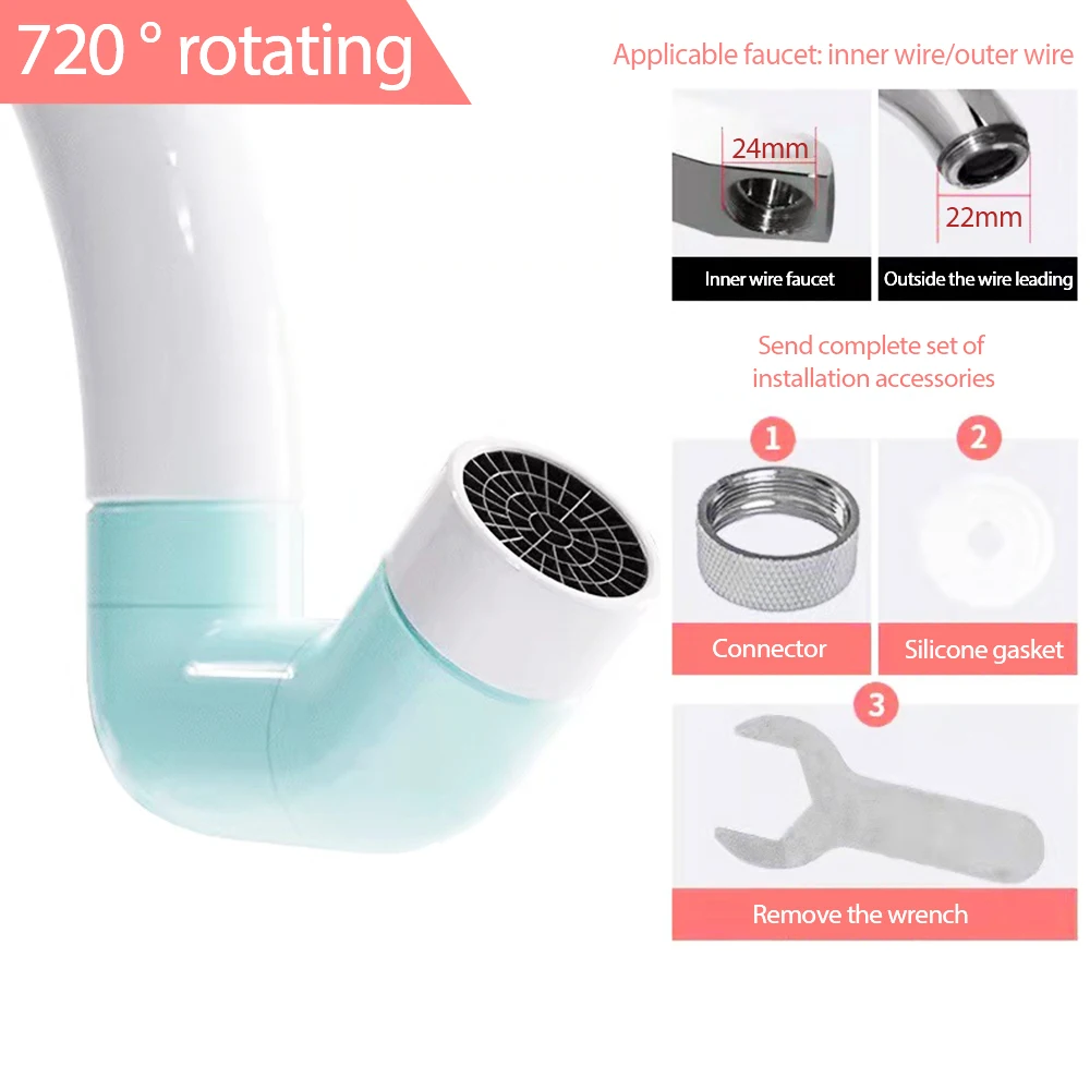 

Universal 720 Degree Rotating Faucet Bathroom Kitchen Faucet Extender Splash-proof Universal Bubbler Easy To Clean