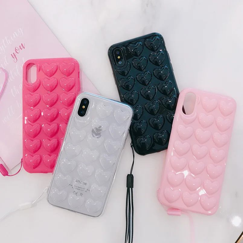 3D Любовь Сердце-Шап чехол для iPhone X XS Max XR мультфильм Чехлы 7 8 6 6S Plus Мягкий ТПУ