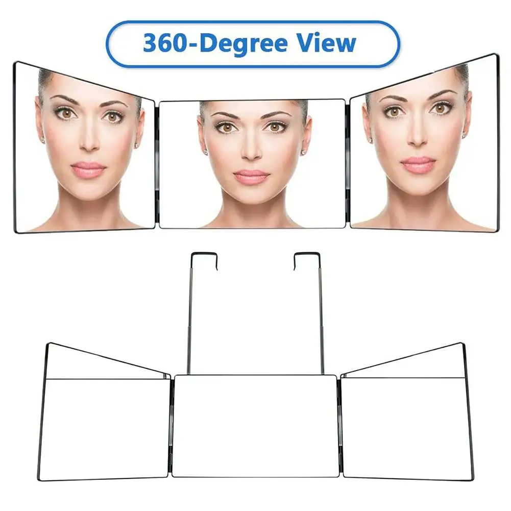 

3 Way Professional Makeup Mirror 360 Degree Full Coverage Portable Adjustable Trifold Freely Adjustable Mirror For Self Styling