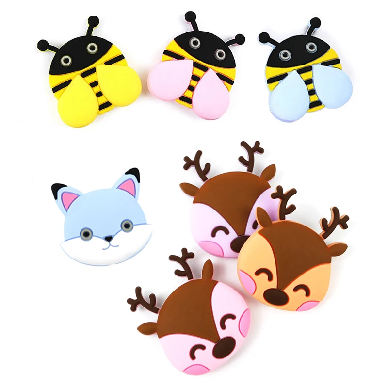 5 шт. пищевого качества мультфильм Силиконовые Бусины kralen мини Лось Детские