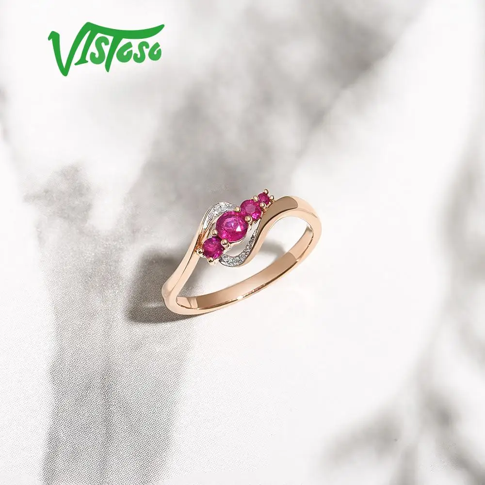 Женское золотое кольцо с бриллиантами VISTOSO розовое золото 14 к 585 пробы со