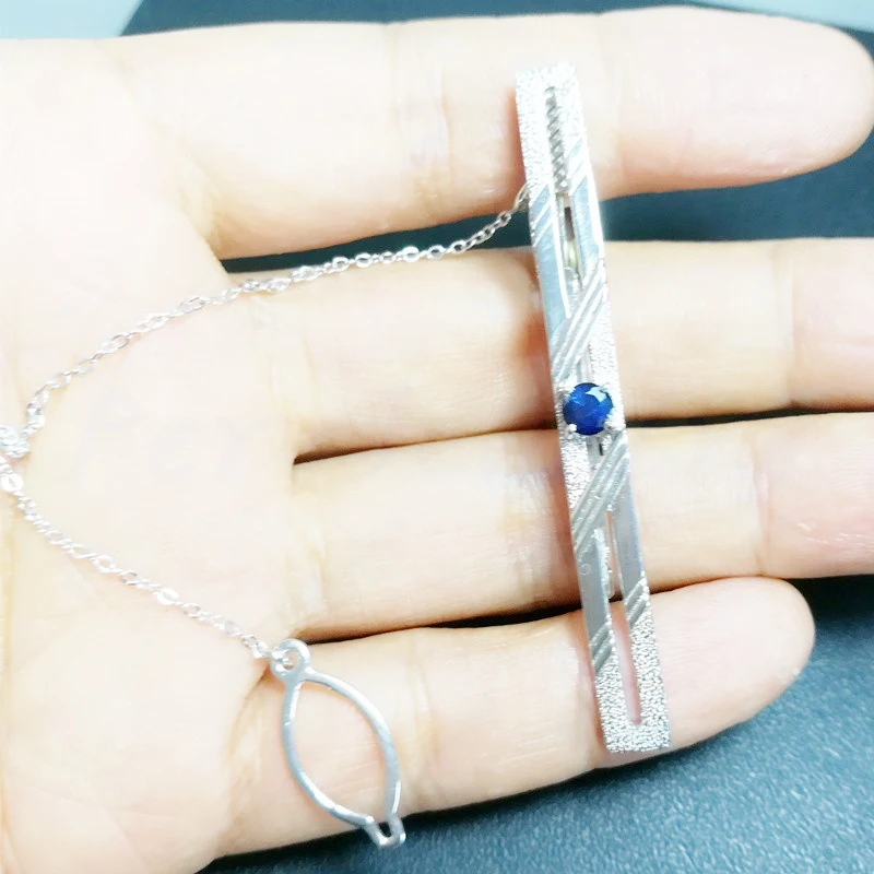 Зажим для галстука с натуральным сапфиром бесплатная доставка женское