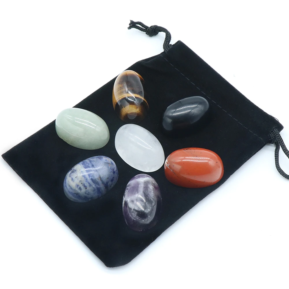 

20x30x15mm Natural Stone Crystal Rose Quartz Seven Chakra Energy Meditation Stone Oval Shape Healing Meditation Healing Stone