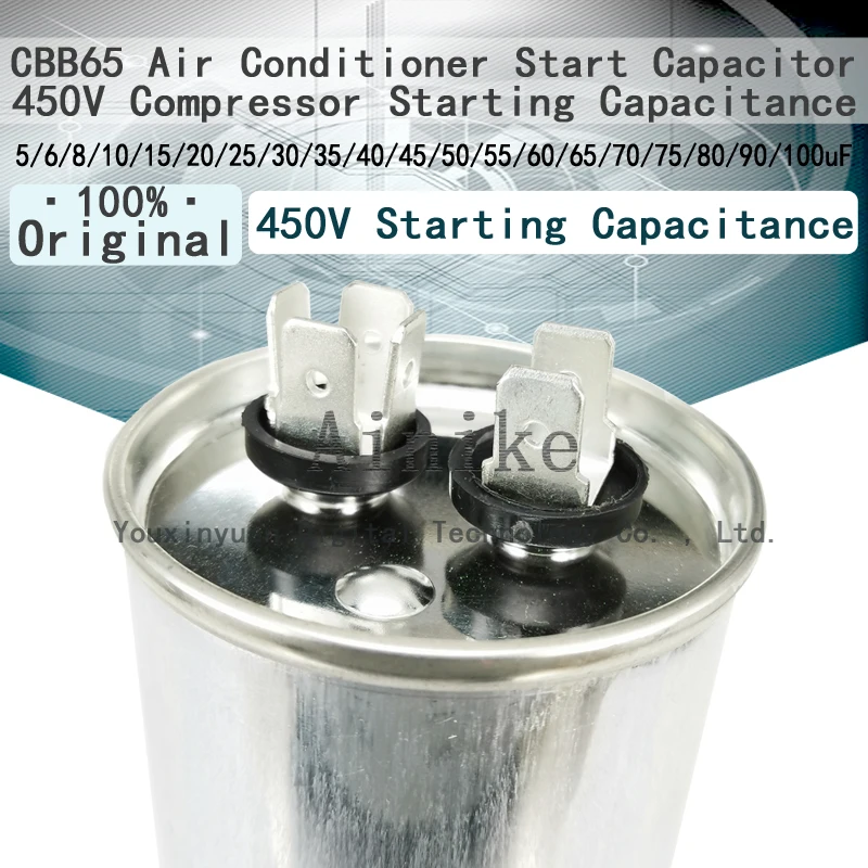 Пусковая емкость CBB65 для кондиционера 450 в 5/6/8/10/15/20/25 мкФ 30 35 40 45 50 Ф 55 60 65 70 75 80 90 100