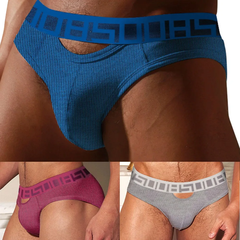 

Men Cotton Low Rise Underwear Breathable Hollow Underpants Bulge Convex Pouch Briefs Jochstrap Gay Slip Homme Srting Underwear