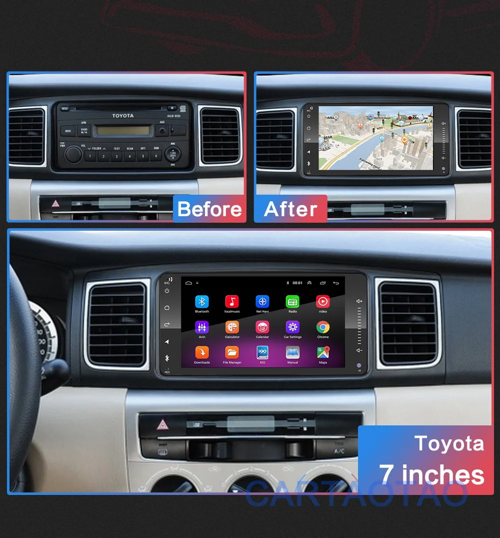2din Android 8,1 универсальный автомобильный DVD для Toyota Corolla Camry Crown RAV4 автомобильный Радио gps навигация Bluetooth WiFi мультимедийный проигрыватель