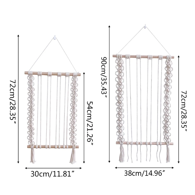 

Boho Macrame Hair Bow Clip Holder Woven Tassel Hairpin Headband Wall Organizer