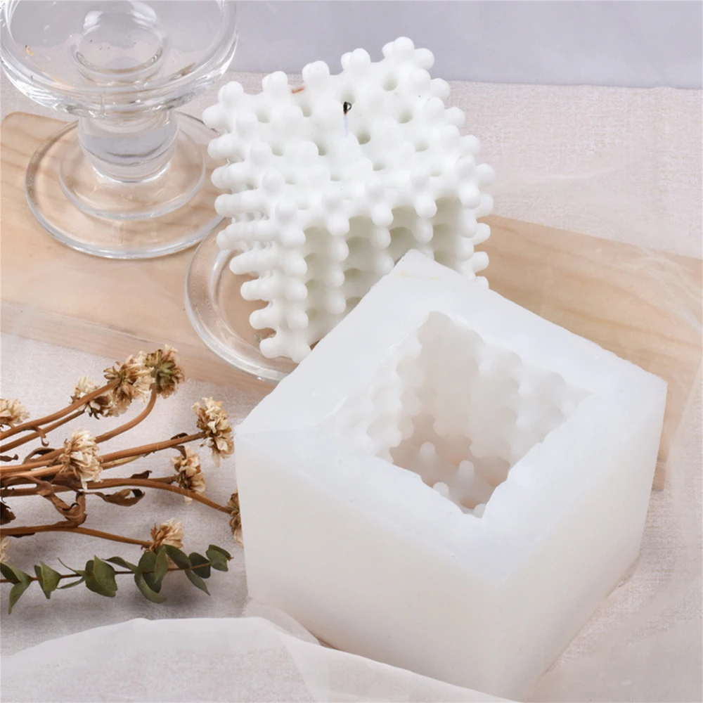 Molde de vela de burbujas 3D, bola redonda de Rubik, rectangular, supergrande, de silicona, pir&aacute;mide de hormig&oacute;n, para hornear, de resina, makin, nuevo-2
