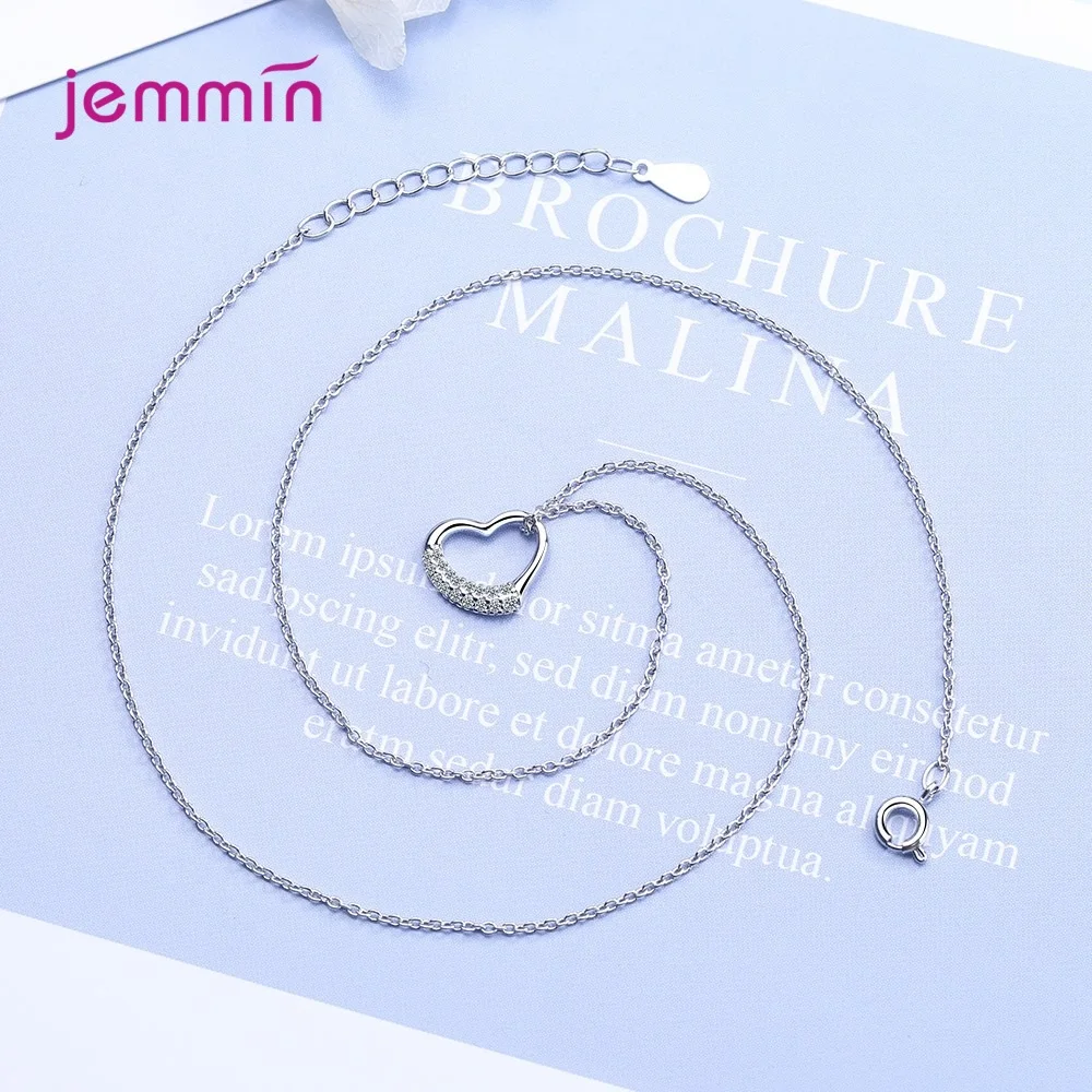 

Top Quality 925 Sterling Silver Pendant Necklace Mum&Daughter Gift Hollow Love Heart Pendant Cubic Zircon Engagement Jewelry