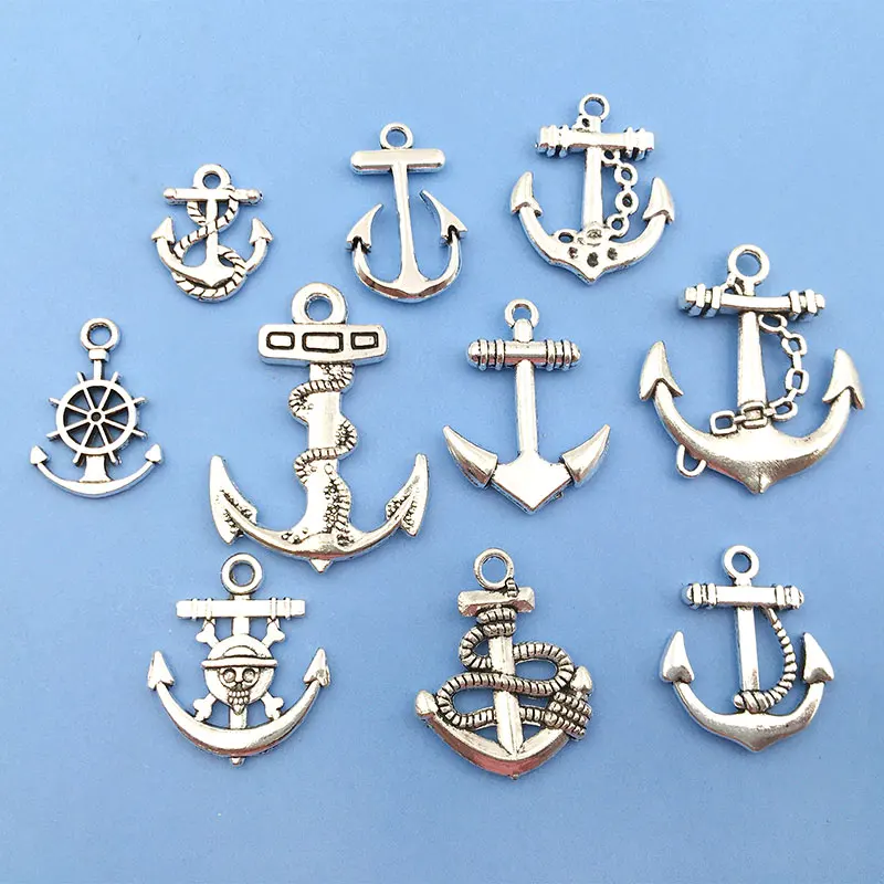

10pcs/Lot Zinc Alloy Vintage Anchor Boat Charms Necklace Pendant for DIY Findings Handmade Jewelry Making Crafts Accessories