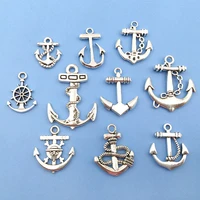 10pcslot zinc alloy vintage anchor boat charms necklace pendant for diy findings handmade jewelry making crafts accessories
