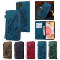 vintage leather phone case for samsung galaxy a82 a22 a32 a52 a72 a42 a12 5g a21s a50 a51 a71 a20 a30 a70 emboss butterfly cover