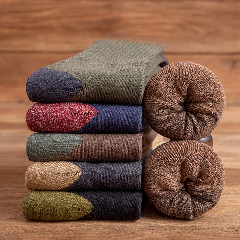 2021 New Japanese Harajuku Socks Winter Warm Men's Socks Thicke Terry Breathable High Quality Casual Business Socks Cotton Male