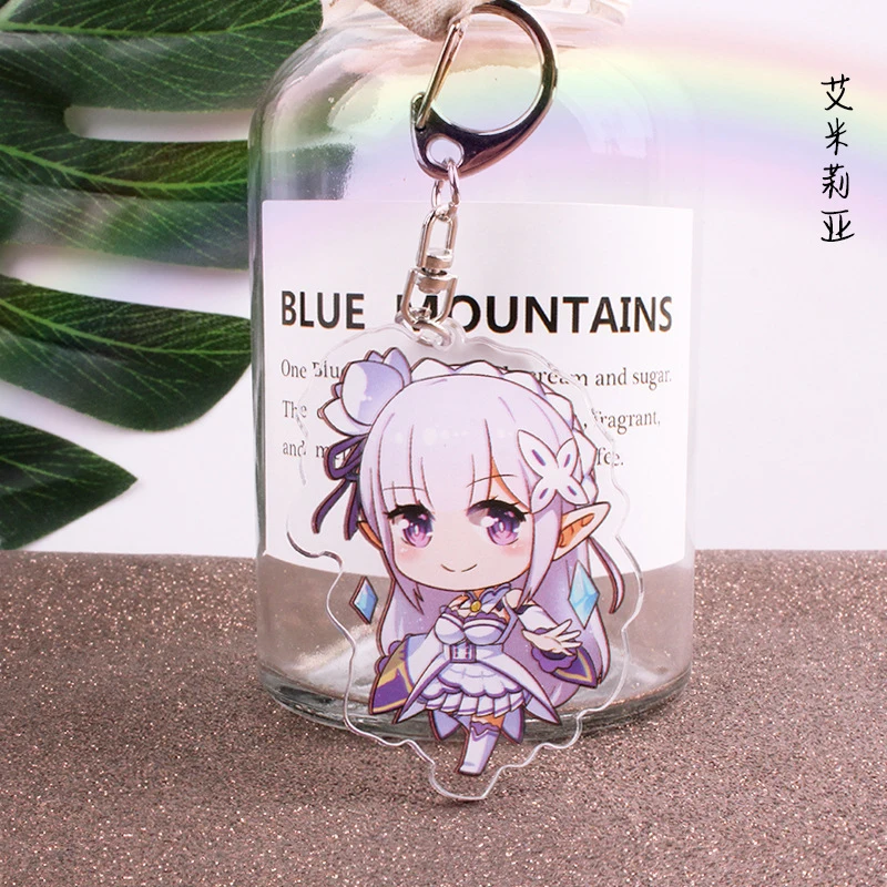 Брелок для ключей с аниме Re: жизнь в другом мире от нуля подвески Emilia Rem Ram
