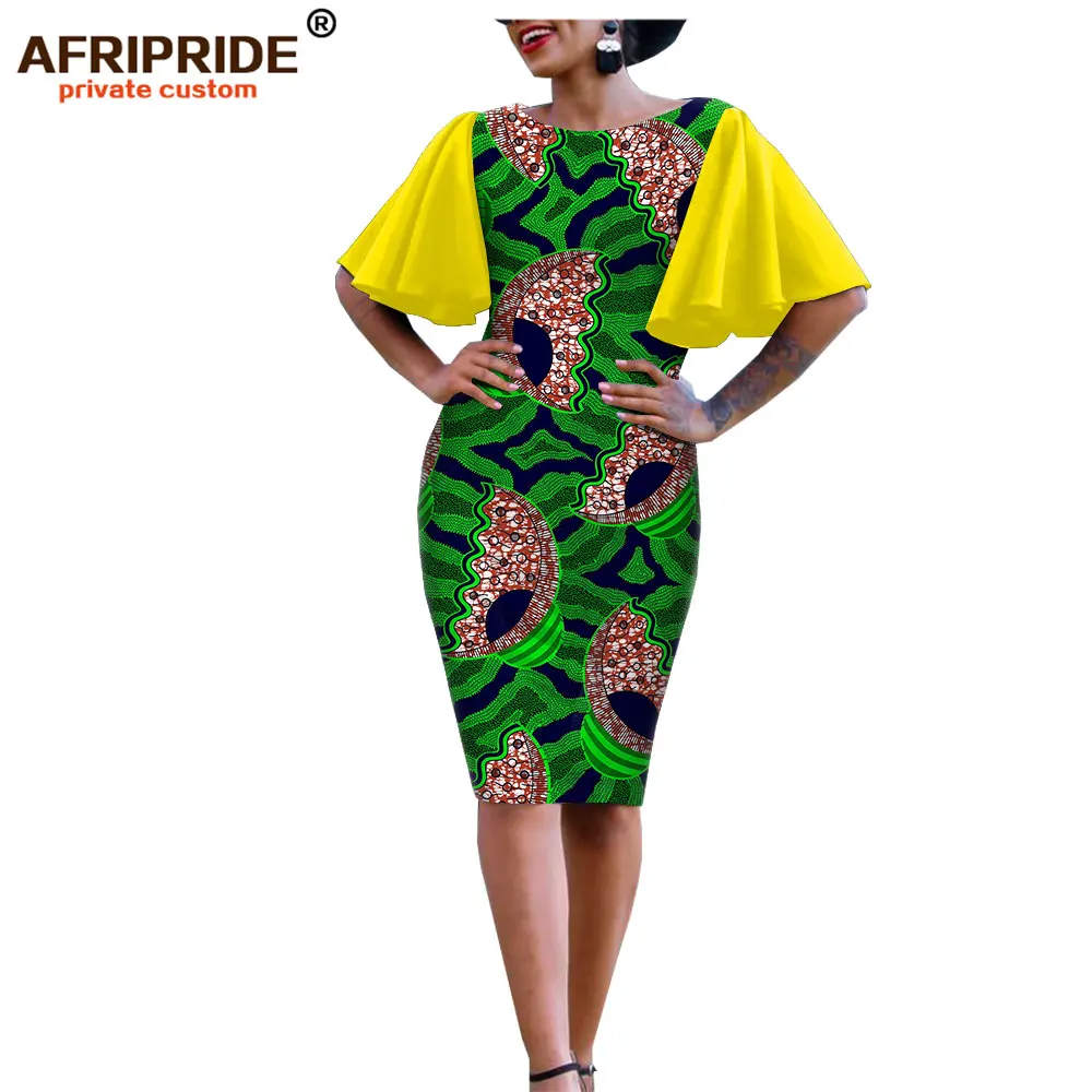 587-15 Африканские облегающие платья для женщин AFRIPRIDE bazin richi с короткими рукавами-бабочками Дашики восковое женское платье с принтом Анкара A1925007 - Цвет: 587-15