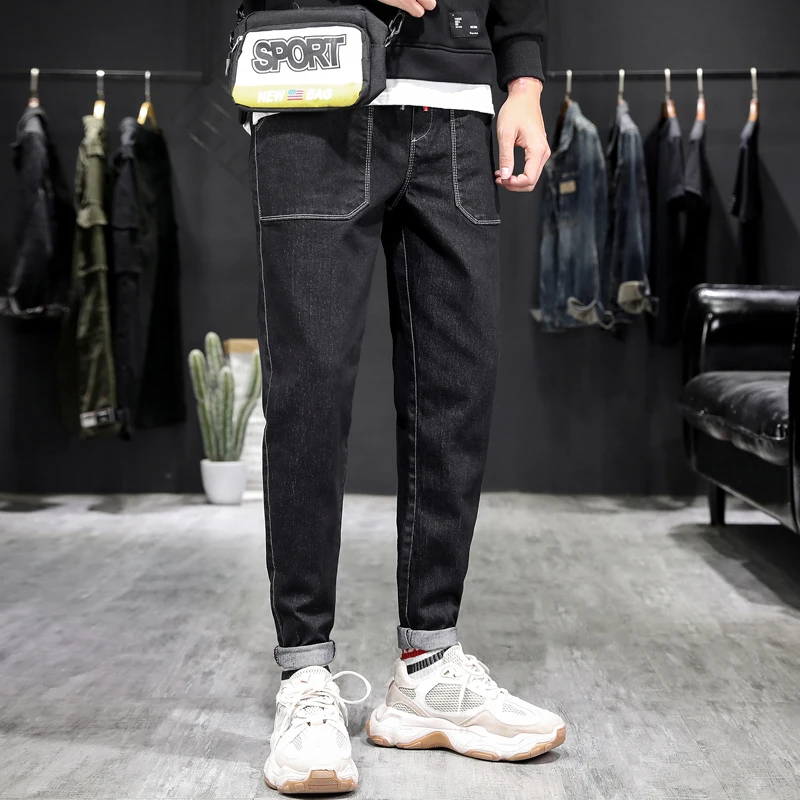 Новая мужская одежда 2020 мужские джинсы шаровары джинсовые потертые повседневные