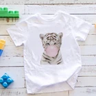 Хит продаж, футболка в хипстерском стиле Одежда для маленьких мальчиков Оригинальная футболка с изображением маленького тигра и пузырьков Футболки