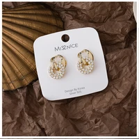 retro style geometry circular ring shape rhinestone hollow out 100 925 silver needle drop earrings for women jewelry gift