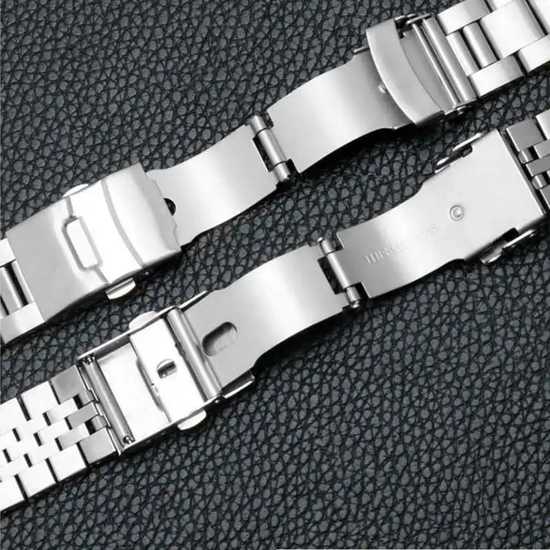 22mm 316L Solid Stainless Steel Jubilee Oyster Watch Band Strap Bracelet Fit For Casio MDV 106 107 Watch