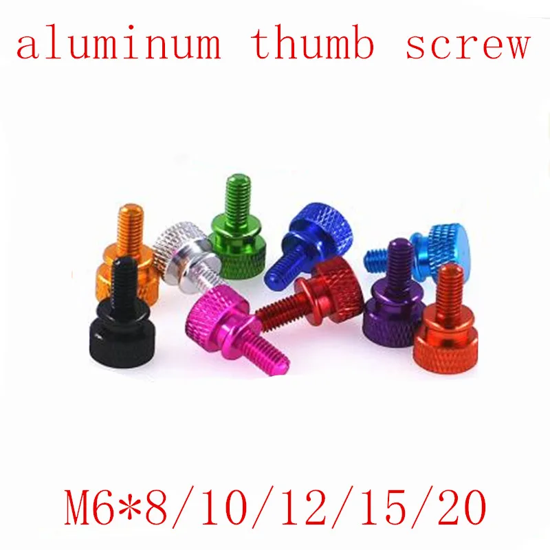 

5pcs/lot M6*8/10/12/15/20 Step aluminum colourful knurled hand tighten thumb screw
