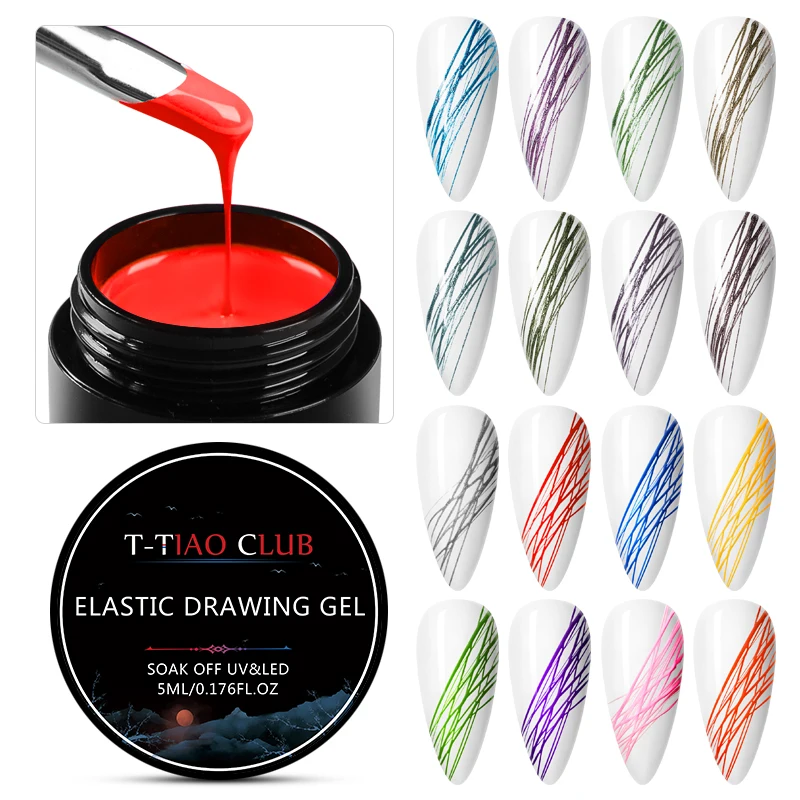 T-TIAO CLUB Wire Drawing Spider Nail Gel Polish Lacquer Creative Point To Line Painting UV Varnish Art Nails | Красота и здоровье