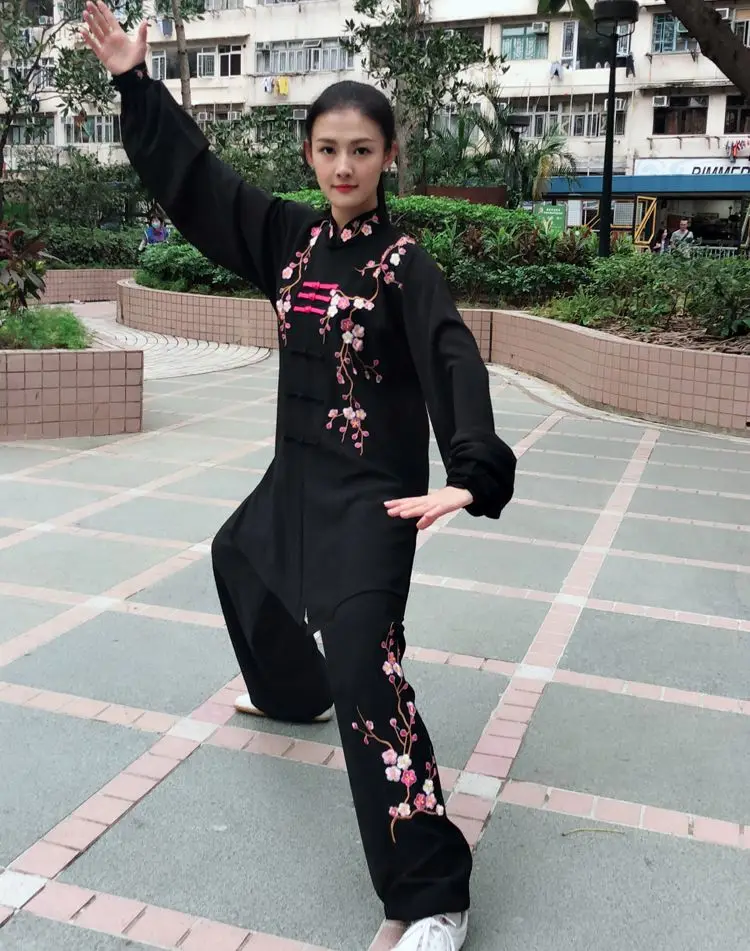 Индивидуальные осенне-зимние женские костюмы с вышивкой сливы ушу кунг-фу тай-чи