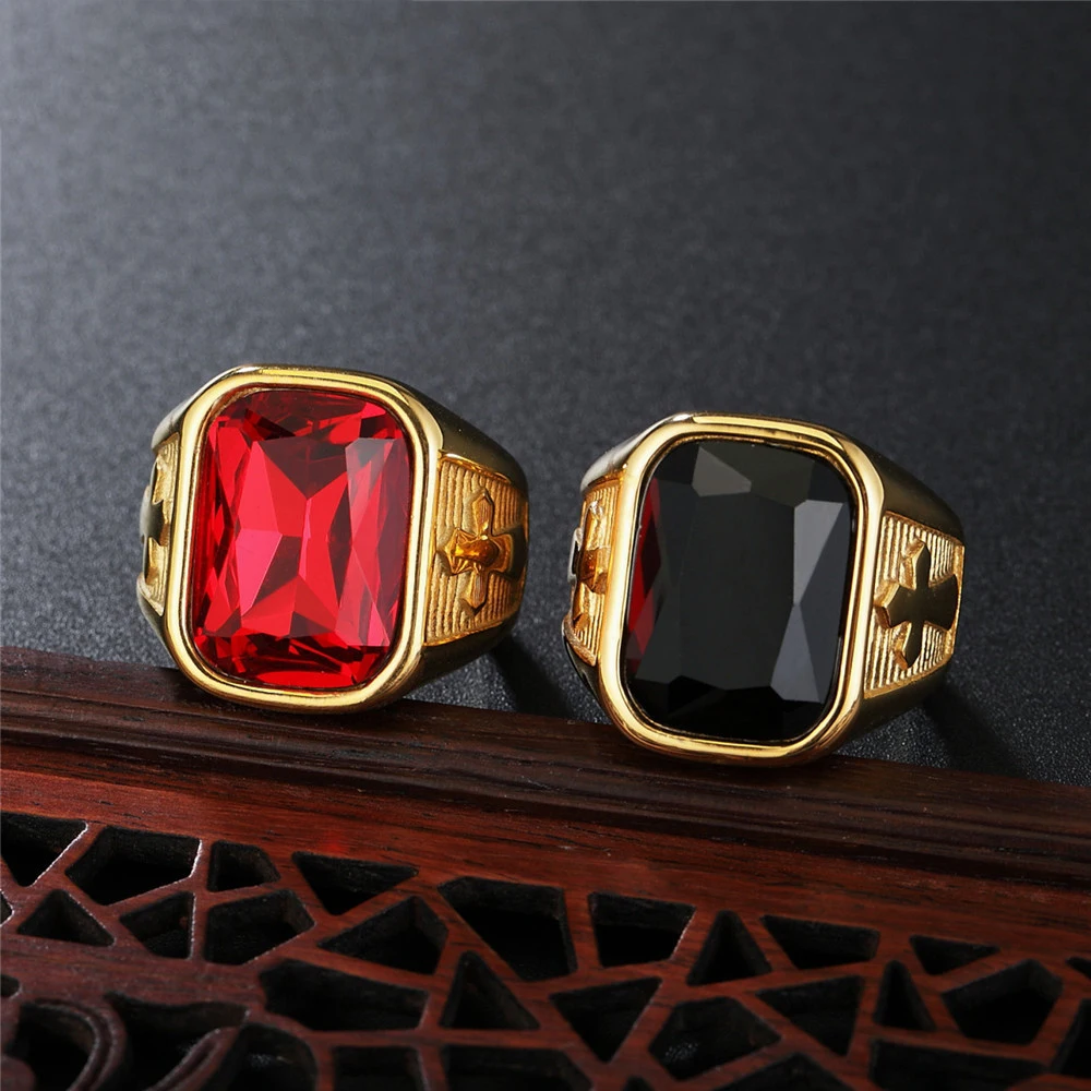 Кольцо мужское из титановой стали в стиле рыцарь