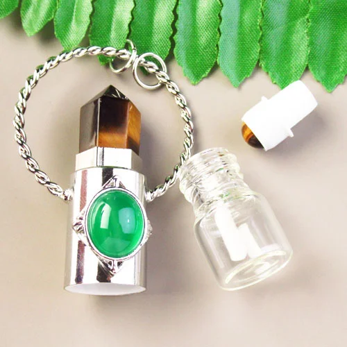 

Yellow Tiger Eye Gem Perfume Essential Oil Diffuser Roll On Bottle Pendant Gift 62x37x23mm SK60134